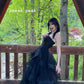 Black Gothic Strapless A-Line Tulle Long Formal Party Dress, DP4011