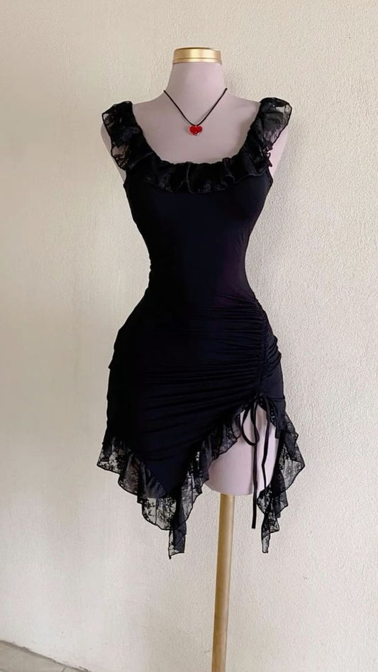 Black Straps Sheath Lace Short Party Dress Mini Birthday Outfits, DP4020