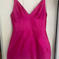 Fuchsia V Neck Satin Spaghetti Straps Graduation Homecoming Dress, DP2402