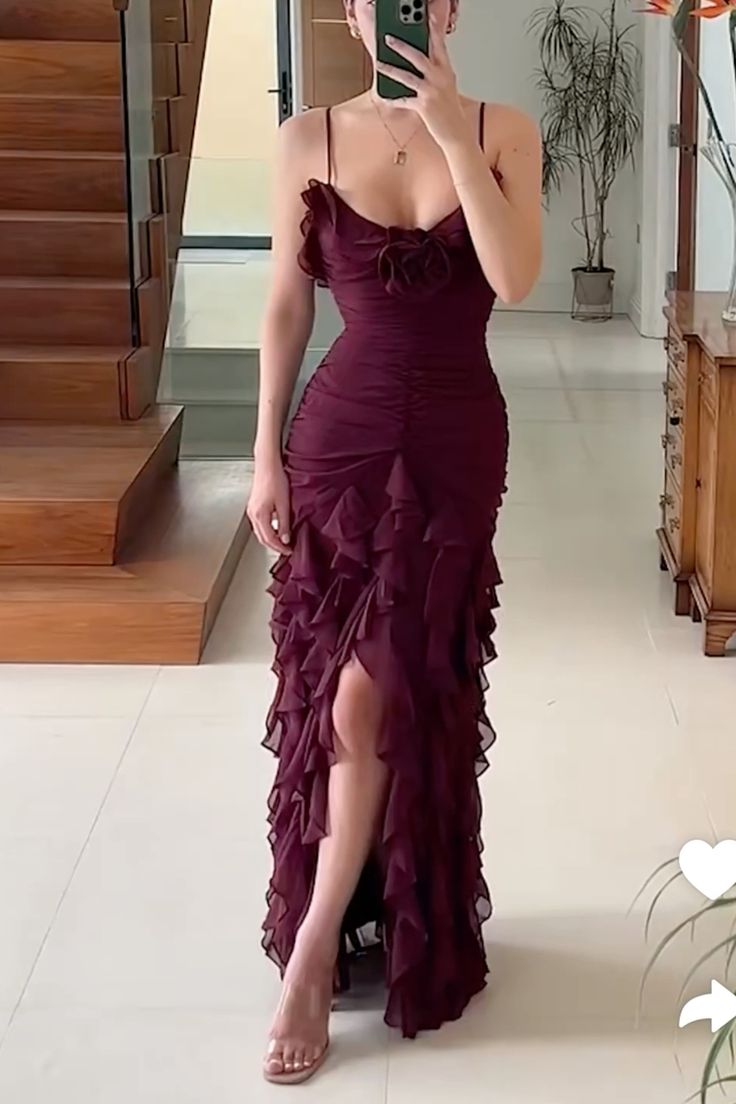 fitted lace wedding dress Dusty Purple Chiffon Long Sleeve Fashion Elegant Prom Dresses,PD00346 –  AlineBridal