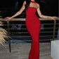 Sexy Red Strapless Mermaid Long Evening Party Dress, DP4042