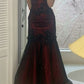 Wine Red Sweetheart Lace Mermaid Long Formal Evening Dress, DP4074