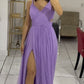 Purple Spaghetti Straps A-Line Tulle Long Formal Party Dress, DP4085