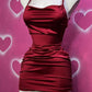 Wine Red Straps Sheath Satin Short Party Dress Homecoming Dress, DP4098