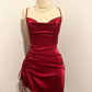 Wine Red Straps Sheath Satin Short Party Dress Homecoming Dress, DP4104