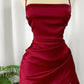 Wine Red Straps Sheath Satin Short Party Dress Homecoming Dress, DP4105