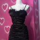 Black Straps Feather Sheath Satin Short Party Dress Homecoming Dress, DP4107