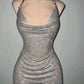 Sexy Grey Halter Sheath Short Party Dress Homecoming Dress, DP4108