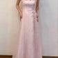 Pink A-Line Spaghetti Straps Vintage Long Prom Dress, DP4114