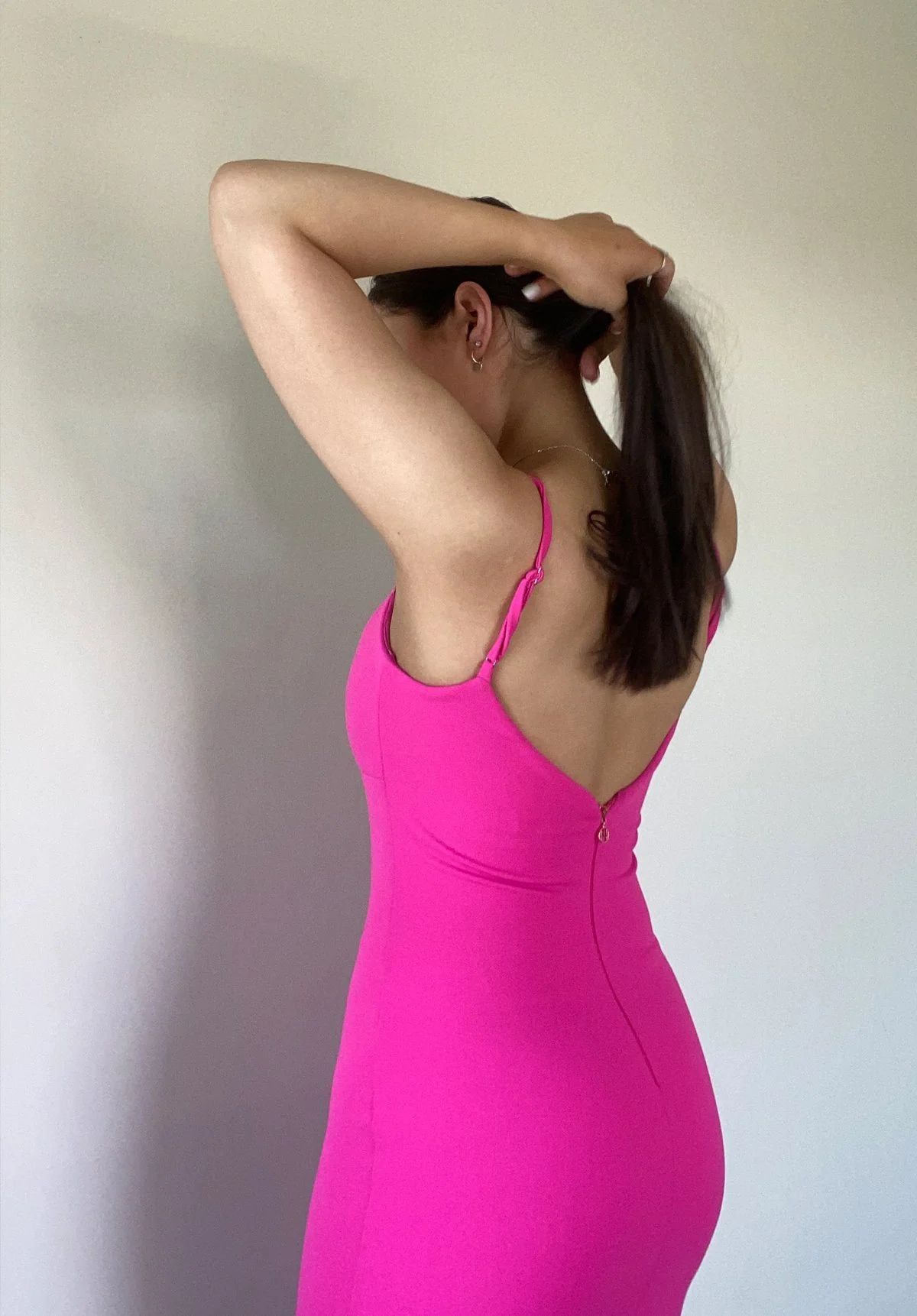 Fuchsia Spaghetti Straps Mermaid Backless Simple Party Dress, DP2411