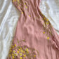 Pink Spaghetti Straps Embroidery Sheath Vintage Party Dress, DP4120