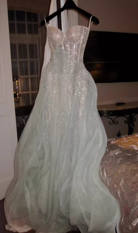 Tiffany Blue Sweetheart A-Line Shiny Long Formal Evening Gown, DP4128