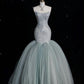 Light Blue Strapless Mermaid Long Party Dress Formal Evening Gown, DP4129