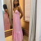 Pink Spaghettti Straps A-Line Party Dress Wedding Guest Dress, DP4135