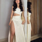 Ivory One Shoulder A-Line Simple Satin Long Party Dress, DP4139