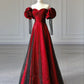 Wine Red Off Shoulder A-Line Tulle Satin Long Formal Prom Dress, DP4149