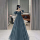 Elegant Off Shoulder A-Line Tulle Long Prom Dress Evening Gown, DP4151