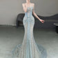 Stunning Off Shoulder Mermaid Beading Long Party Dress Evening Gown, DP4158