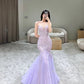 Lilac Straps Mermaid Tulle Long Party Dress Evening Gown, DP4160