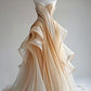 Champagne Ombre Sweetheart A-Line Prom Gown Chic Wedding Dress, DP4166