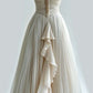 Elegant Straps V Neck A-Line Beading Retro Wedding Dress, DP4175