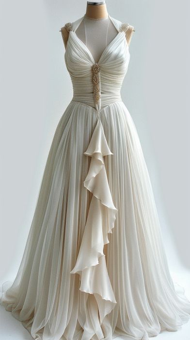 Elegant Straps V Neck A-Line Beading Retro Wedding Dress, DP4175