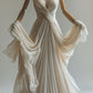 Elegant Ivory Straps V Neck A-Line Retro Wedding Dress, DP4176