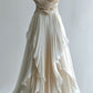 Elegant Ivory Straps V Neck A-Line Beads Sequin Retro Wedding Dress, DP4177