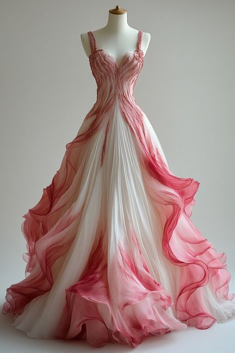 Elegant Pink Ombre Straps A-Line Party Dress Retro Wedding Dress, DP4178