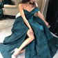 A-Line Off-the-Shoulder Floor-Length Dark Green Prom Dress with Split,DP418