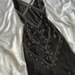 Black Cross Back Straps Beading Vintage Long Party Dress, DP4190