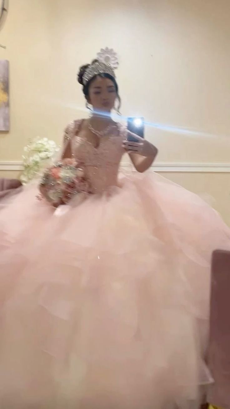 Light Pink Sweetheart A-Line Tulle Ball Gown Quinceanera Dress, DP4193