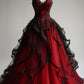 Elegant Sweetheart Neck Red A-Line Appliques Long Prom Dress, DP4197