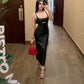 Sexy Black Straps Sheath Long Evening Party Dress, DP4205