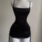 Black Straps Sheath Satin Homecoming Dress Short Party Dress, DP4215