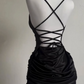 Black Straps Sheath Satin Homecoming Dress Short Party Dress, DP4215