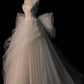 Elegant Straps A-Line Tulle Birthday Ball Gown Wedding Dress with Bowknot, DP4217