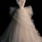 Elegant Straps A-Line Tulle Birthday Ball Gown Wedding Dress with Bowknot, DP4217