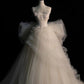 Elegant Straps A-Line Tulle Birthday Ball Gown Wedding Dress with Bowknot, DP4217