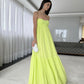 Green Spaghetti Straps A-Line Formal Party Dress Wedding Guest Dress, DP4219