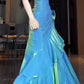 Blue Spaghetti Straps Mermaid Graduation Dress Long Prom Dress, DP4221