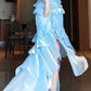 Blue Straps Sheath Cake Skirt Graduation Dress Long Prom Dress, DP4222