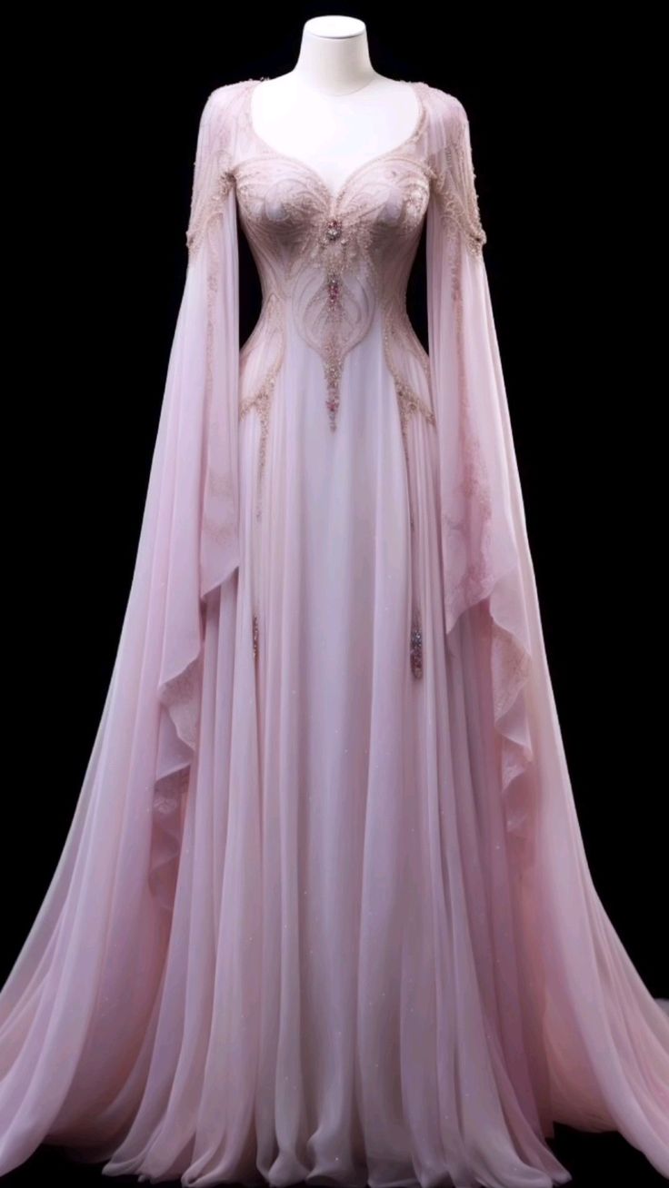 Pink Long Sleeves A-Line Elegant Long Formal Prom Dress Evening Gown, DP4225