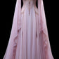 Pink Long Sleeves A-Line Elegant Long Formal Prom Dress Evening Gown, DP4225