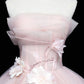 Pink Strapless A-Line Tulle Long Prom Dress Evening Ball Gown, DP4238