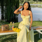 Light Yellow A-Line Straps Long Party Dress Wedding Guest Dress, DP4250