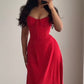 Red A-Line Straps Long Party Dress Wedding Guest Dress, DP4251