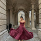 Elegant A-Line Straps Satin Long Party Dress Wedding Guest Dress, DP4252