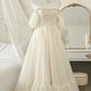 Off Shoulder Ivory A-Line Chiffon Long Party Dress Birthday Dress, DP4254