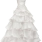 Ivory Strapless A-Line Tiered Long Party Gown Wedding Dress, DP4255